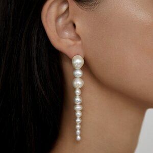 SHASHI Pema Pearl Earring in Pearl dangle drop chandelier